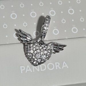 Pandora Silver Winged Heart Charm